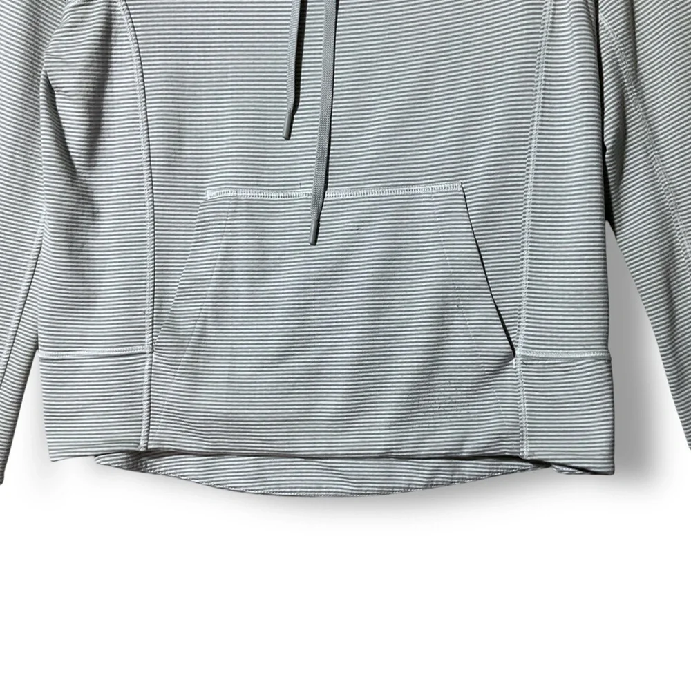 Athleta Hooded Pullover Sz XS Relaxed Fit Striped Active Athleisure Gray - Picture 3 of 13